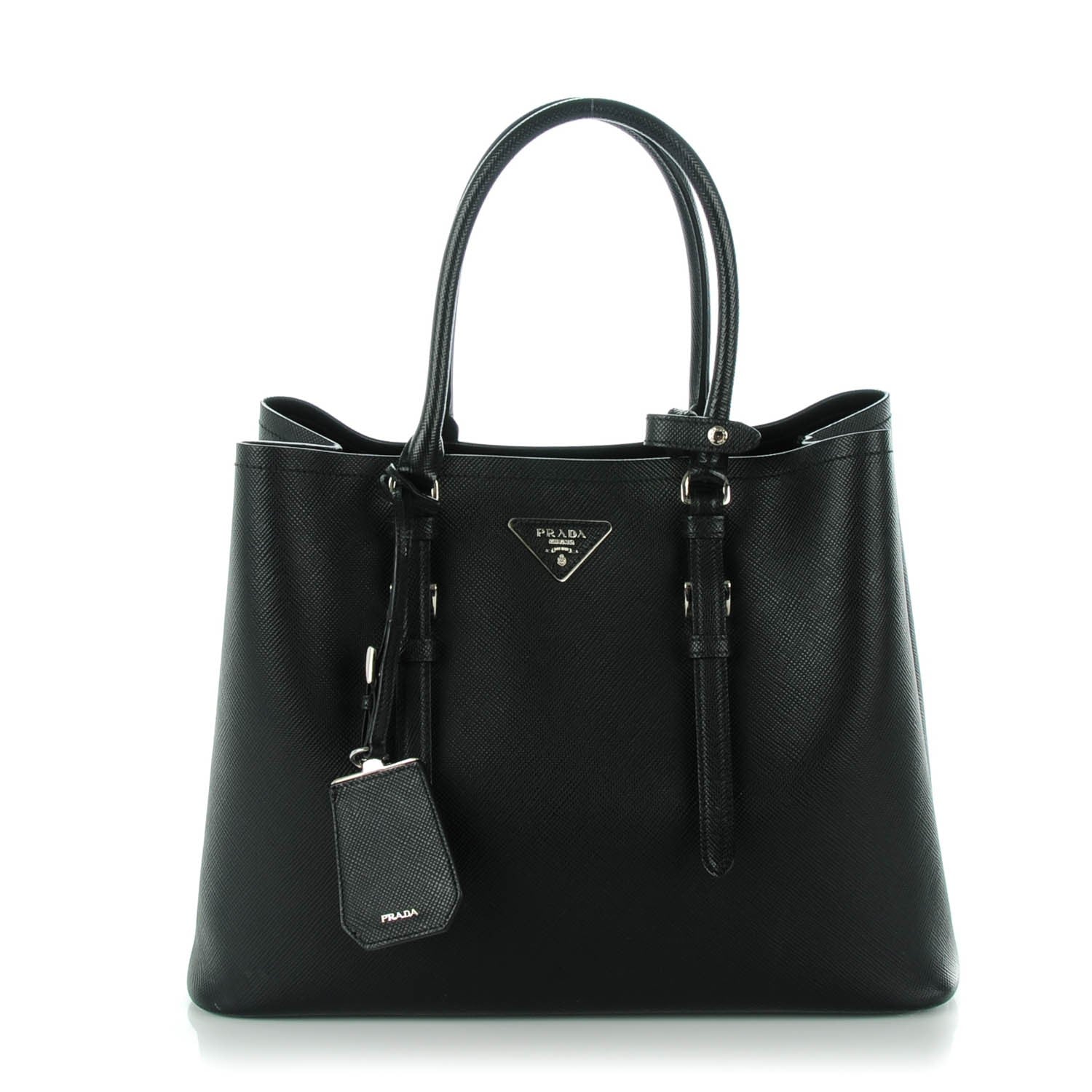 Prada Saffiano Cuir Medium Double Handle Tote Black 1 of 8