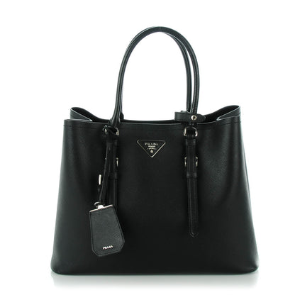 Prada Saffiano Cuir Medium Double Handle Tote Black 1 of 8
