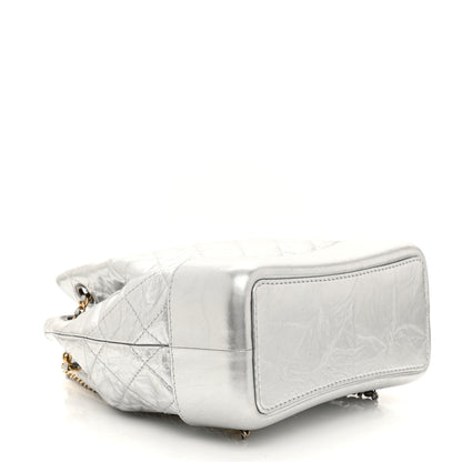 Chanel Metallic Crumpled Calfskin Quilted Small Gabrielle Backpack Silver 5 of 10