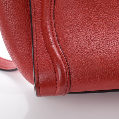 Celine Drummed Calfskin Nano Luggage Coquelicot 12 of 15