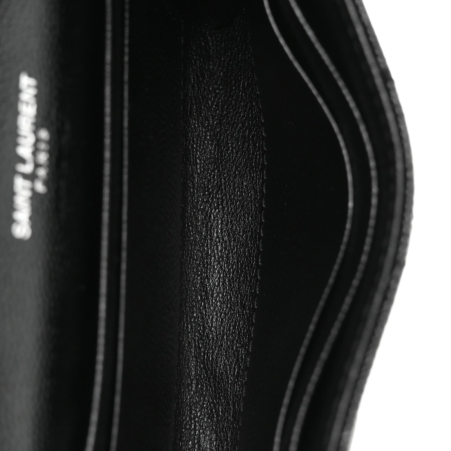 Saint Laurent Grain De Poudre Matelasse Chevron Small Monogram Envelope Wallet Black 5 of 8