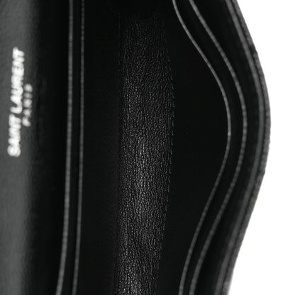Saint Laurent Grain De Poudre Matelasse Chevron Small Monogram Envelope Wallet Black 5 of 8