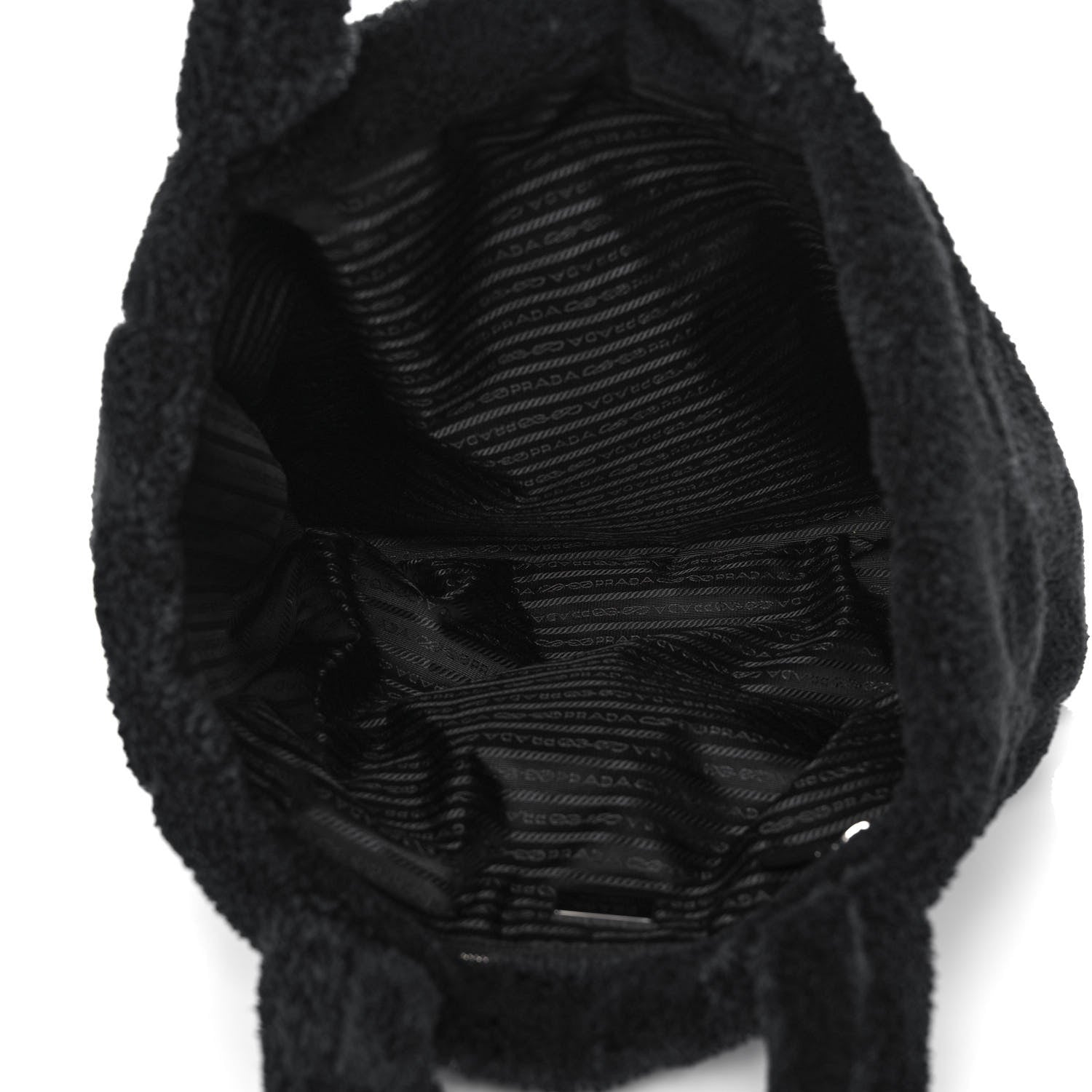 Prada Terry Cloth Tote Bag Black White 5 of 10