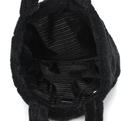 Prada Terry Cloth Tote Bag Black White 5 of 10