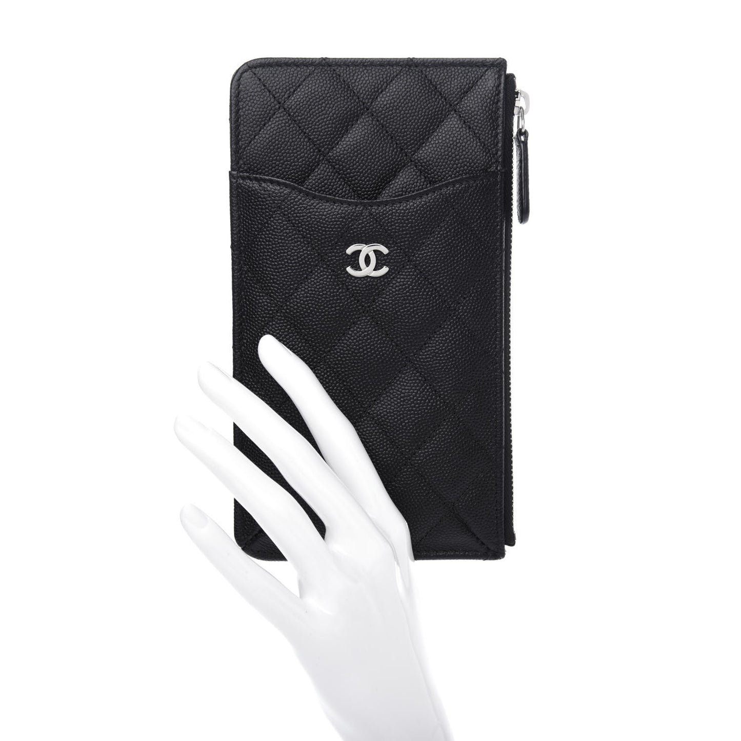 Caviar Quilted Classic Flat Wallet Pouch Black