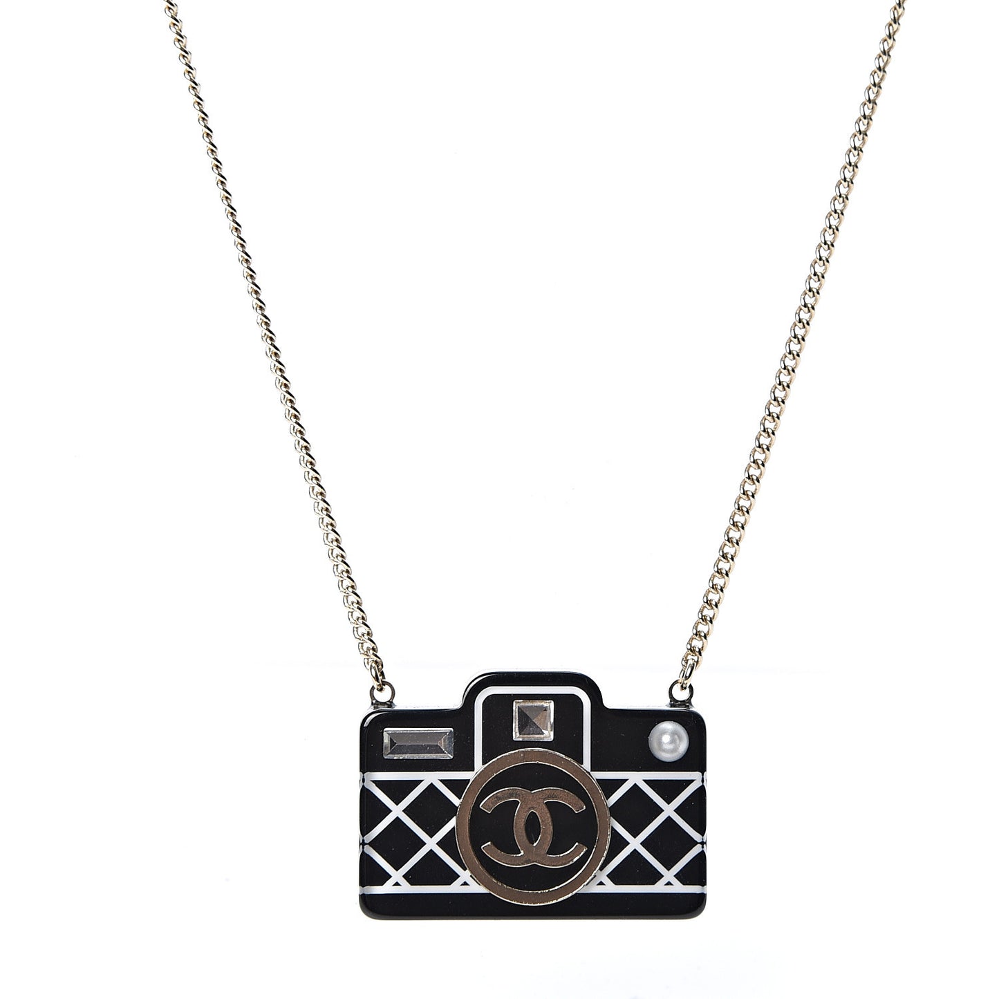 Resin Camera CC Necklace Black Gold