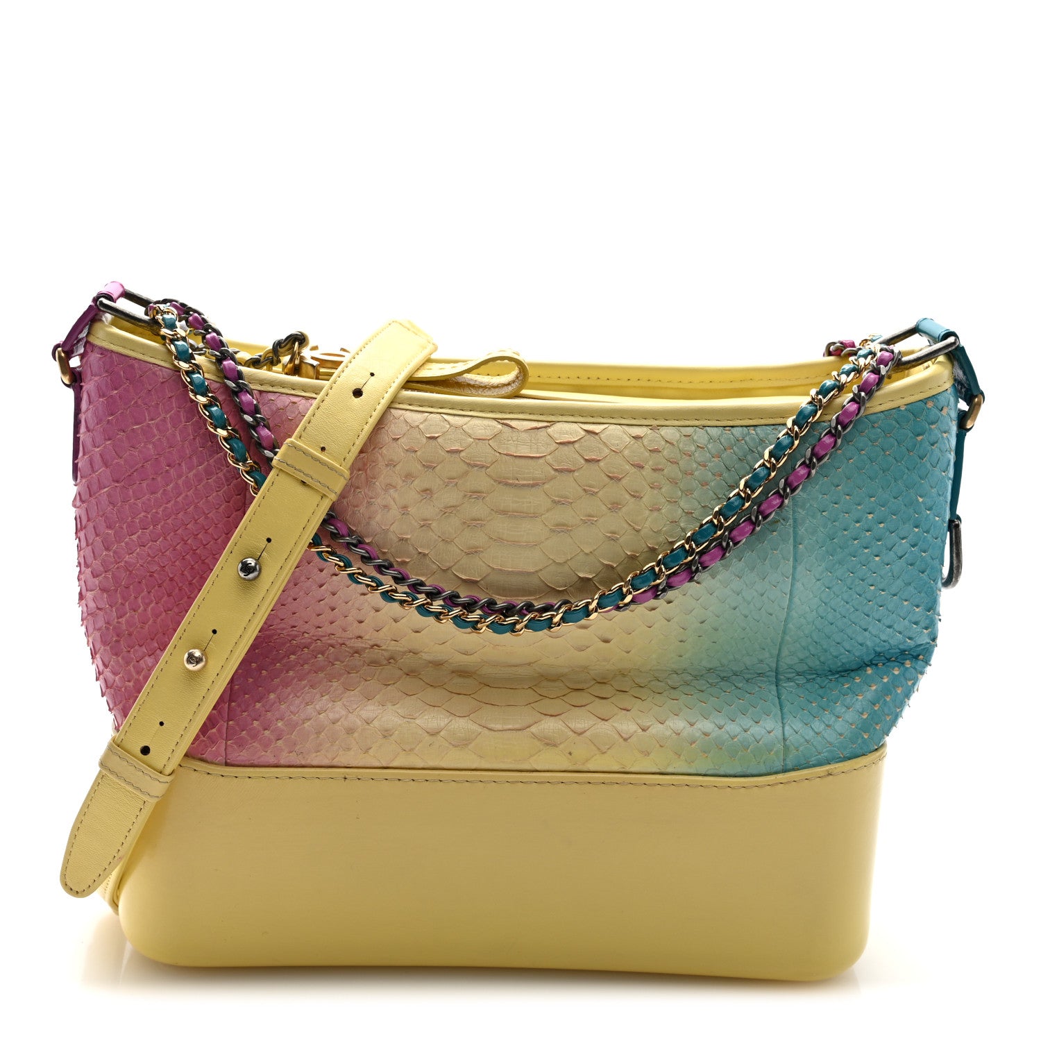Chanel Snakeskin Medium Gabrielle Hobo Yellow Multicolor 1 of 10