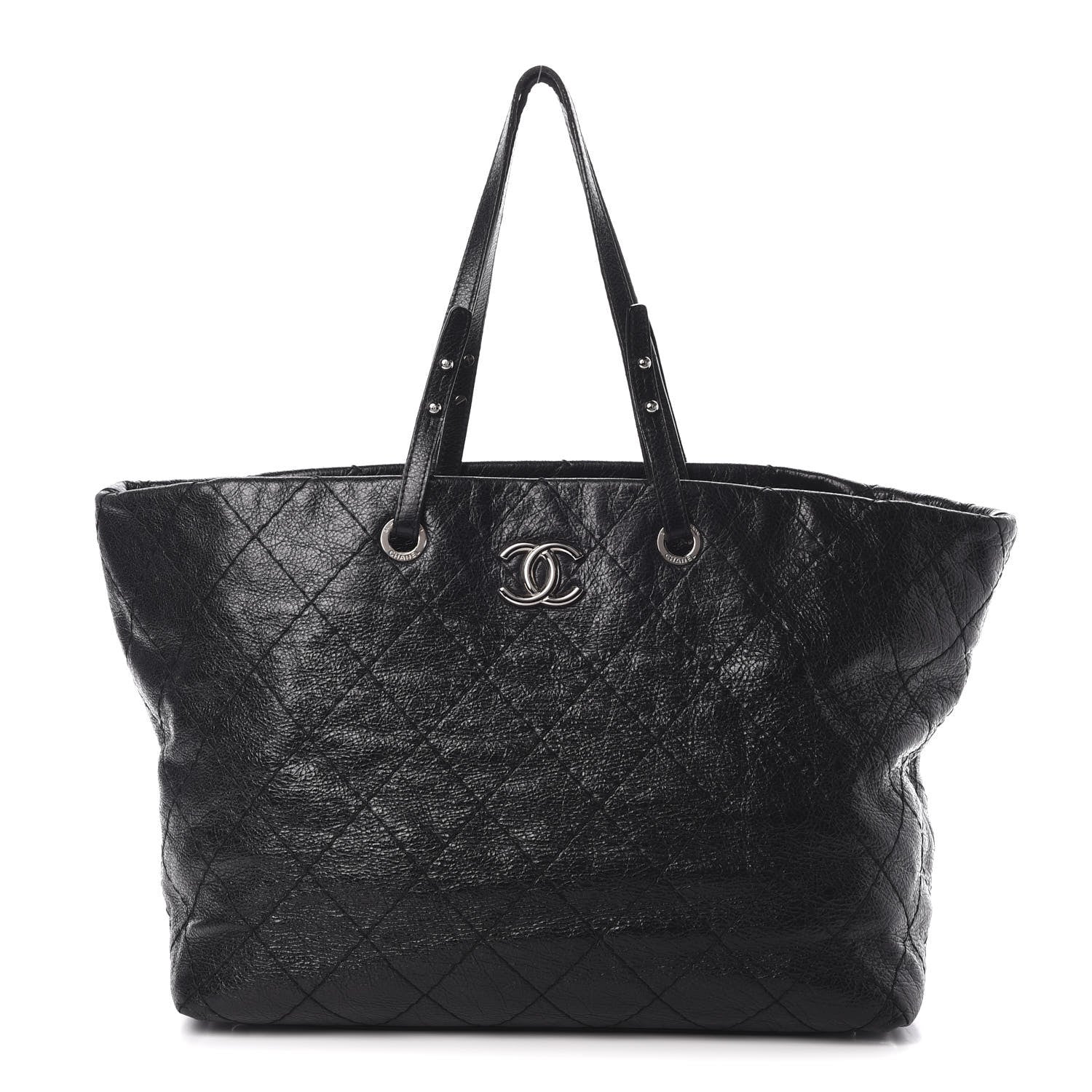 Chanel Glazed Calfskin Large On The Road Tote Black 1 of 17