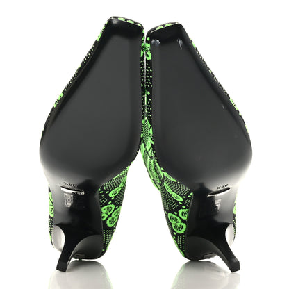 Gucci Technical Jersey Knit GG Monogram Square G 75mm Ankle Boots 38.5 Black Neon Green 5 of 7