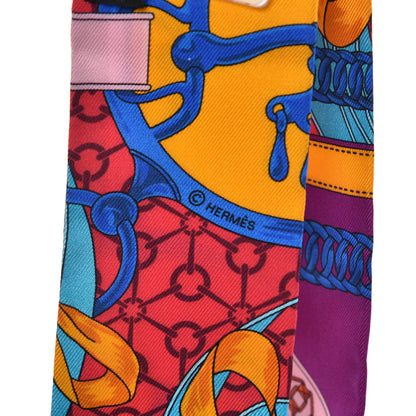 Hermes Silk La Promenade Du Matin Twilly Bleu Fuchsia Rouge 4 of 4