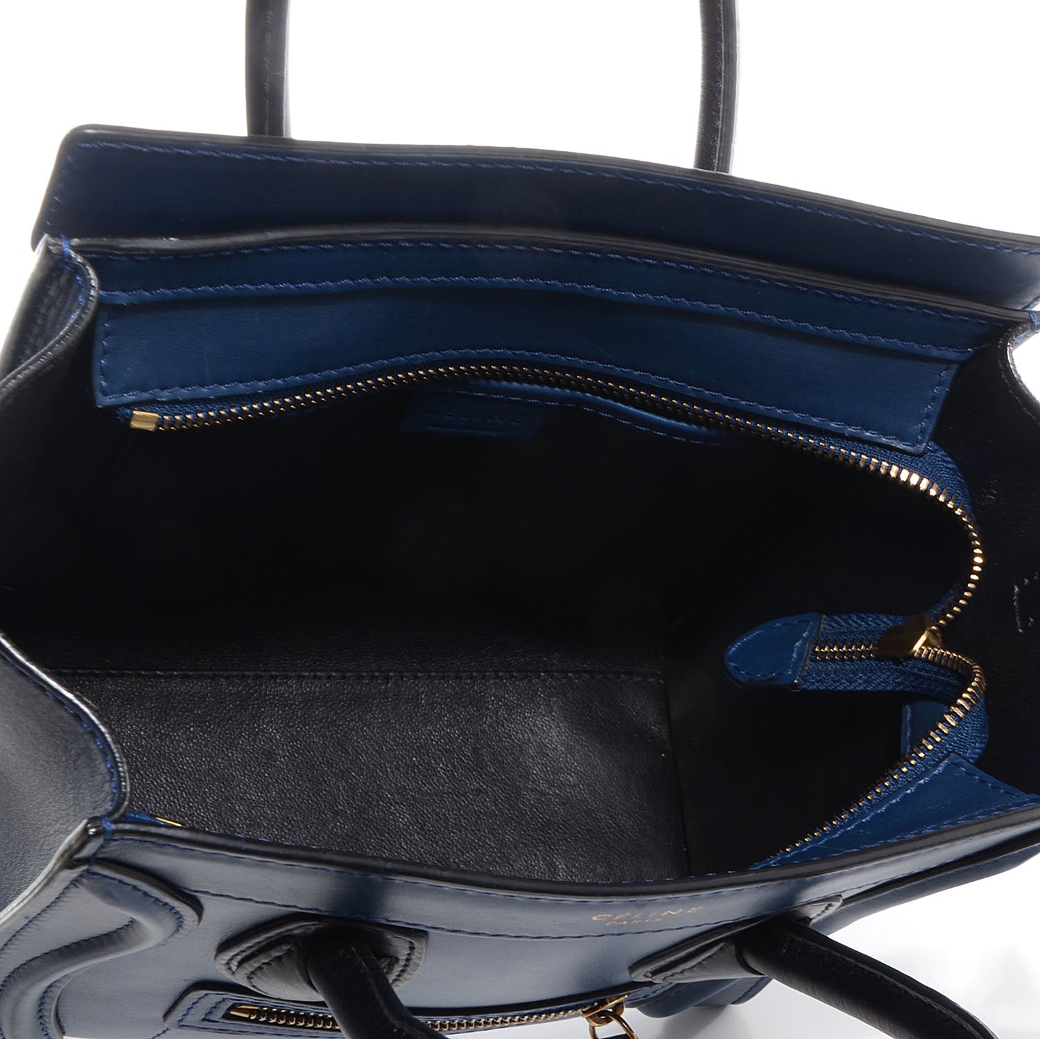Celine Smooth Calfskin Nano Luggage Ocean Blue Black 5 of 9