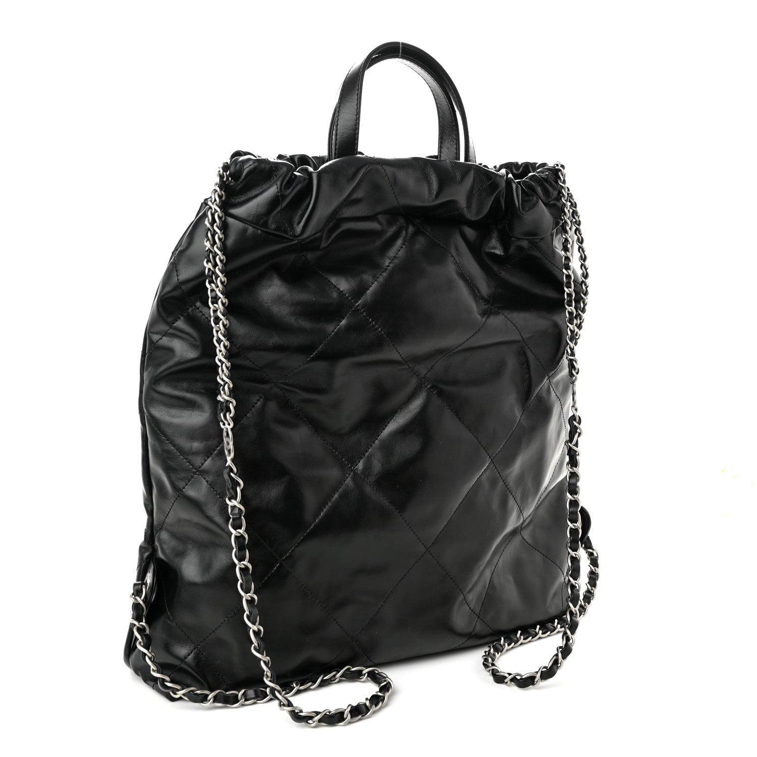 Chanel Shiny Calfskin Quilted Chanel 22 Backpack Black 3 of 10