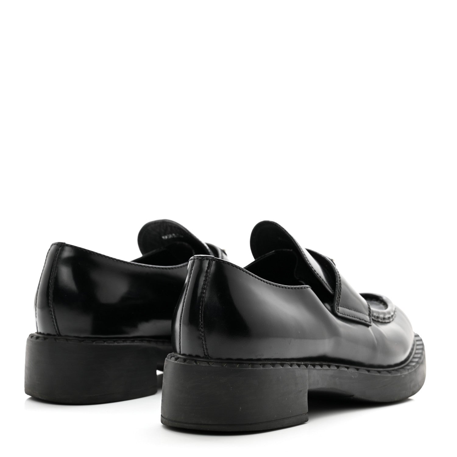 Prada Spazzolato Metal Triangle Logo 50mm Loafers 39 Black 4 of 8