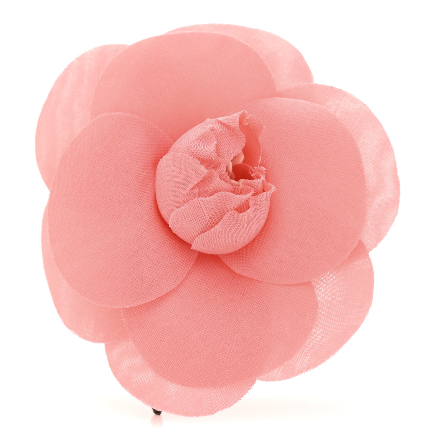 Chanel Silk Taffeta Camellia Brooch Pin Rose Pink 1 of 3