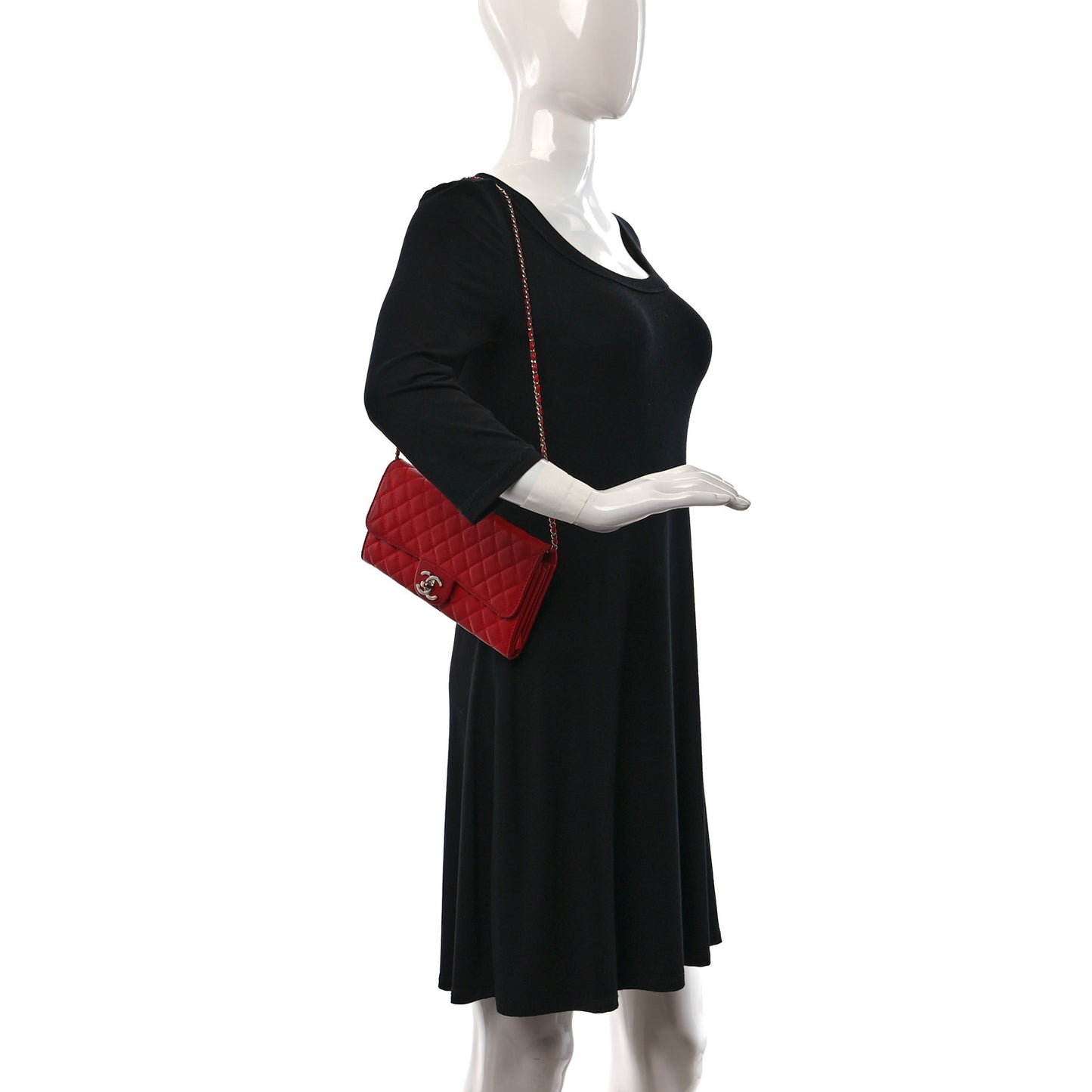 Lambskin Quilted Chain Clutch Flap Red