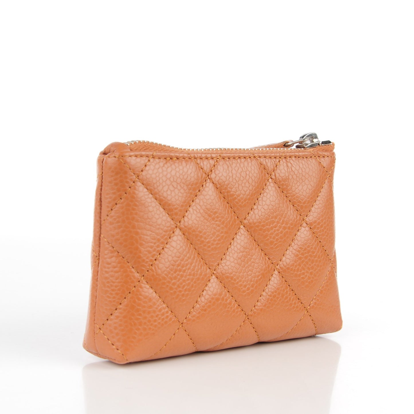 Caviar Quilted Key Holder Case Light Brown