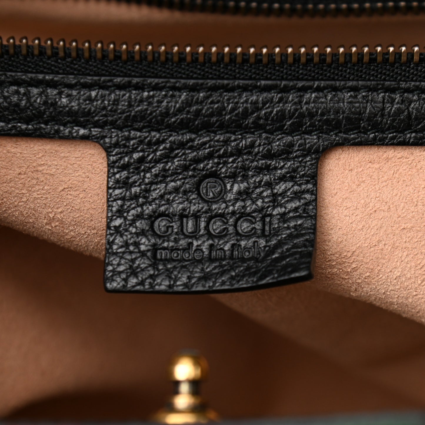 Grained Calfskin Web Crystal Butterfly Stripe Medium Totem Top Handle Bag Black