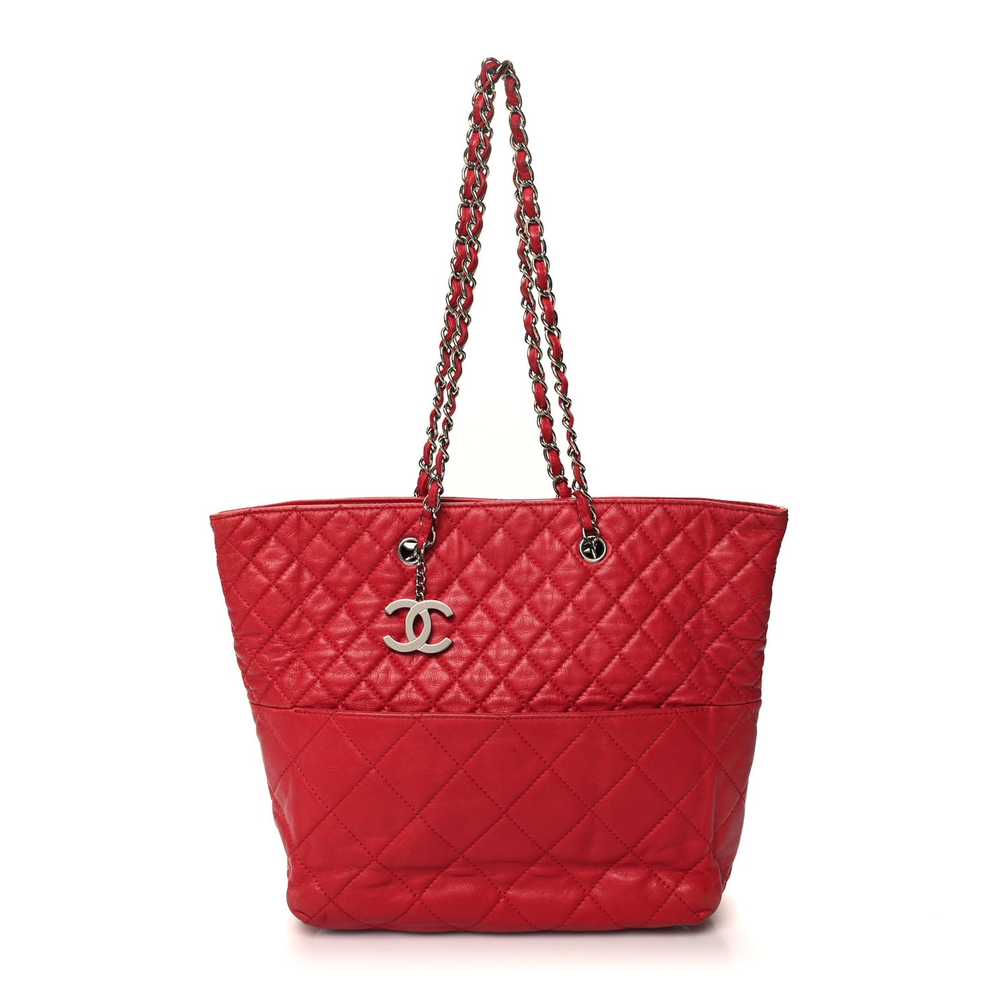 Calfskin Quilted In the Business North South Tote Red
