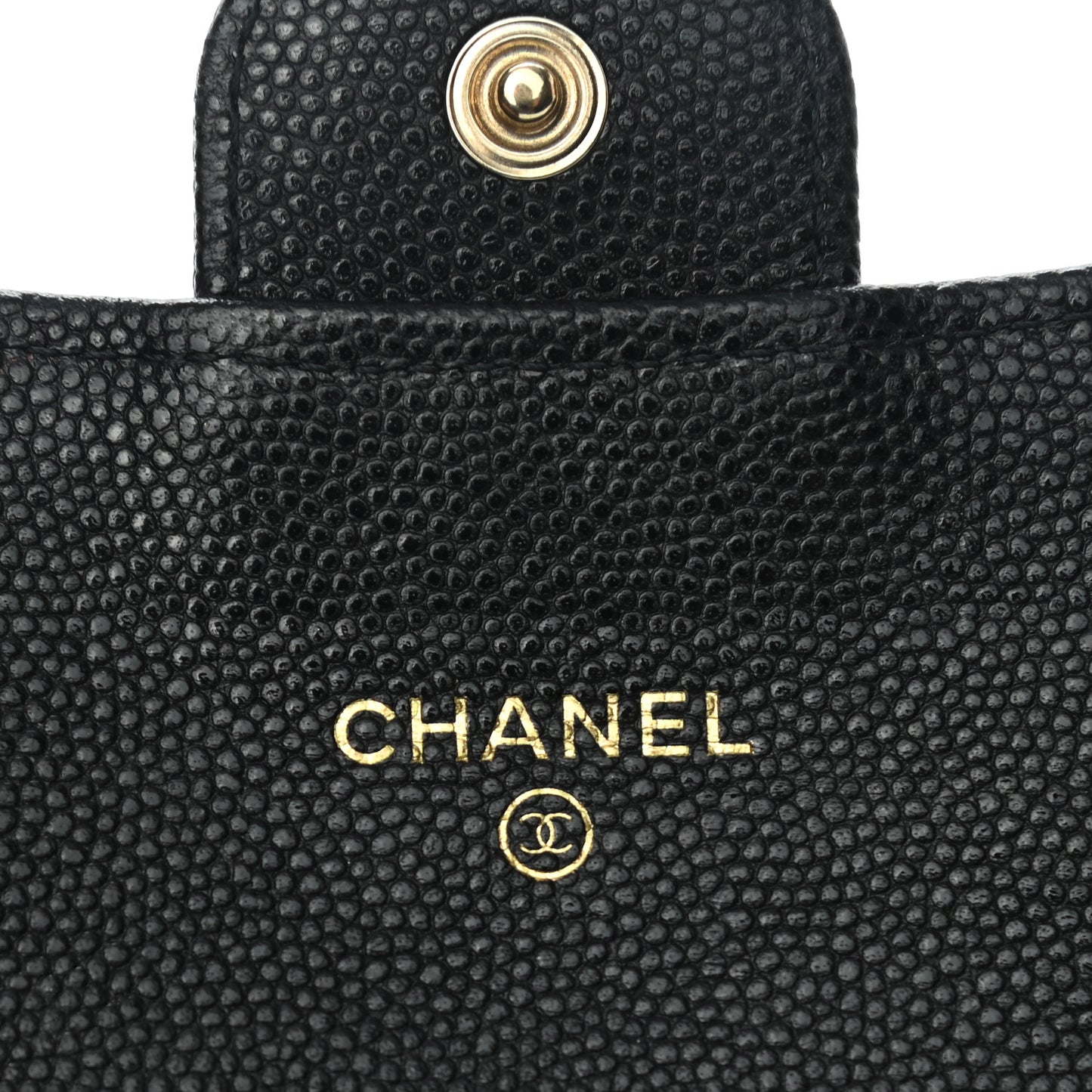Caviar Quilted Medium Gusset Flap Wallet Black