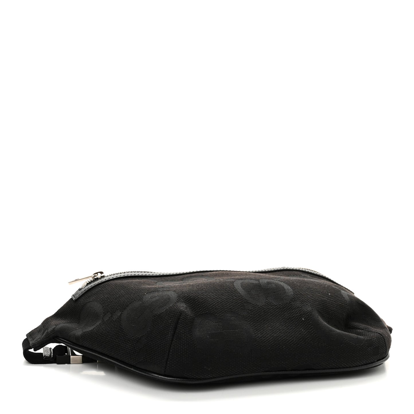 Monogram Jumbo GG Textured Dollar Calfskin Web Belt Bag Black