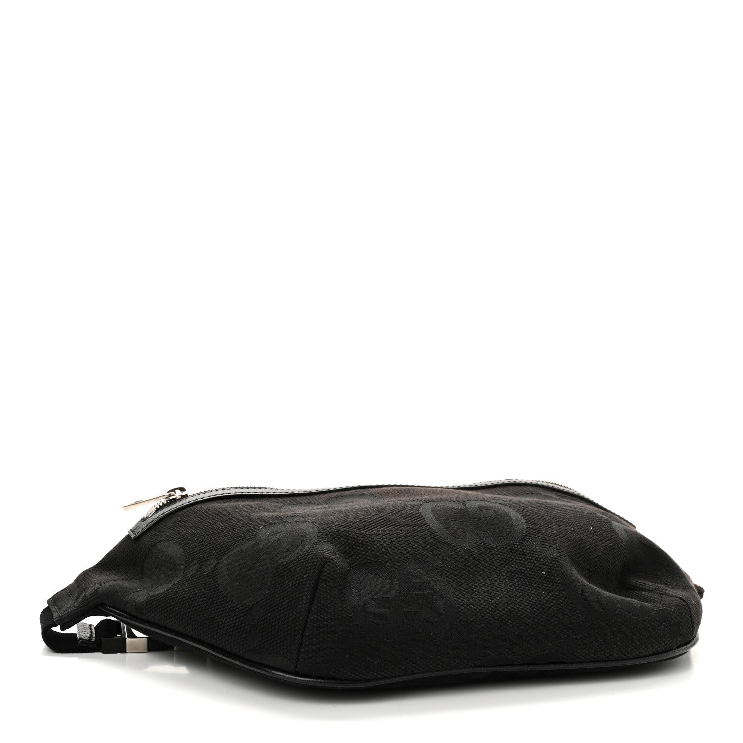 Gucci Monogram Jumbo GG Textured Dollar Calfskin Web Belt Bag Black 3 of 9