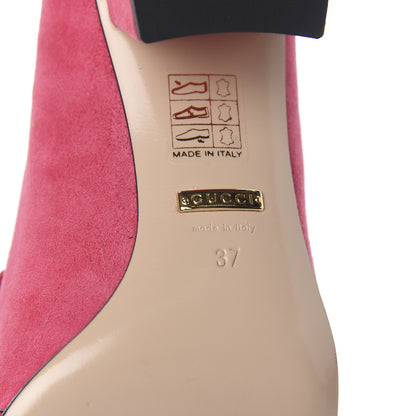 Gucci Kid Scamosciato GG Marmont Fringe 50mm Loafer Pumps 37 Hot Pink 8 of 10