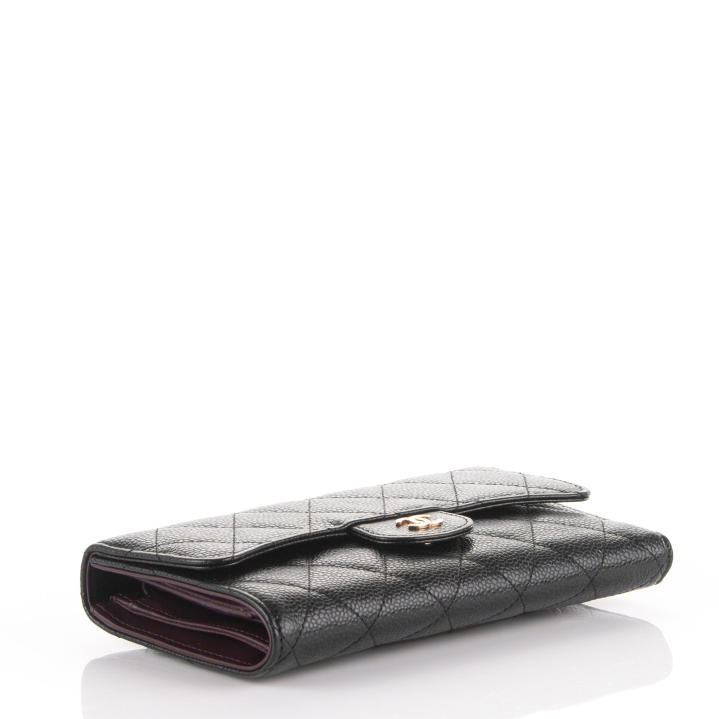 Caviar Quilted Large Flap Wallet Black
