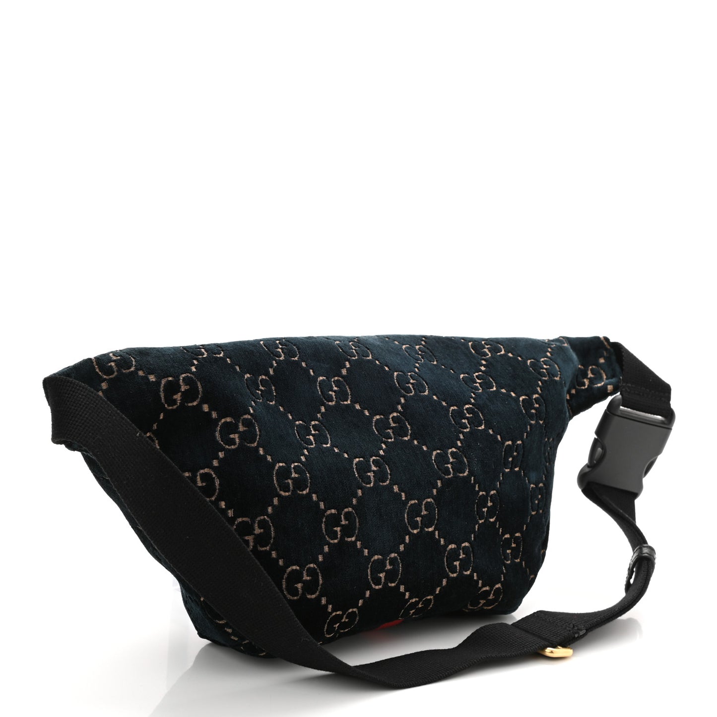 Velvet GG Monogram Web Belt Bag Blue Beige