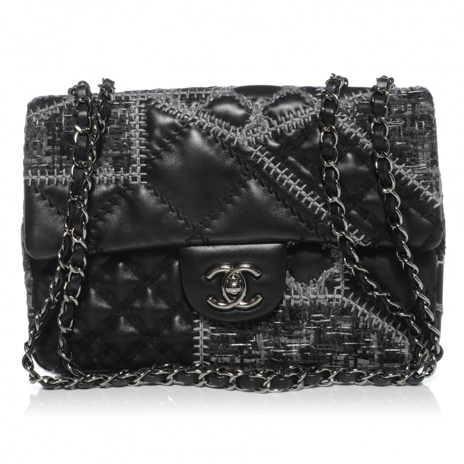 Chanel Lambskin Patchwork Stitched Small Flap Black 1 of 9