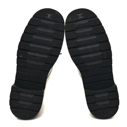 Chanel Shiny Lambskin Quilted Lace Up Combat Boots 39.5 White Black 5 of 11