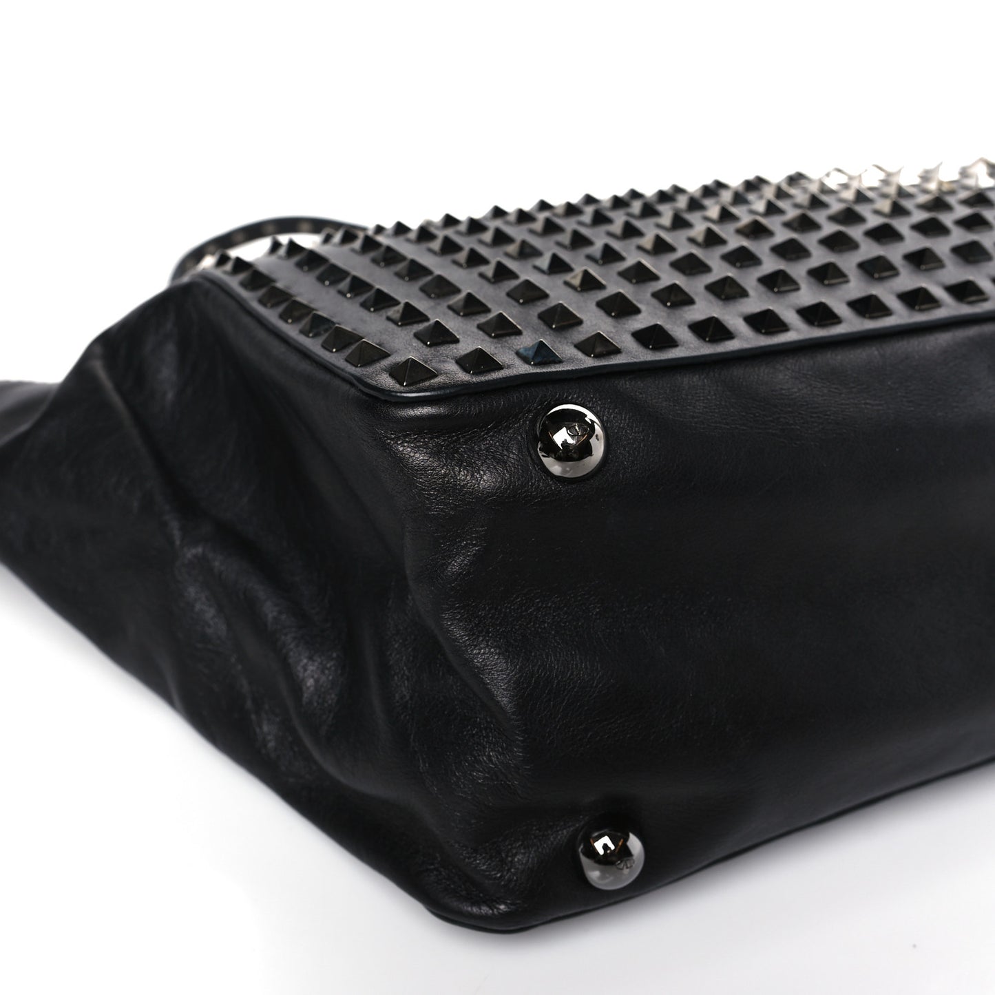 Vitello Medium Rockstud All Over Tote Black