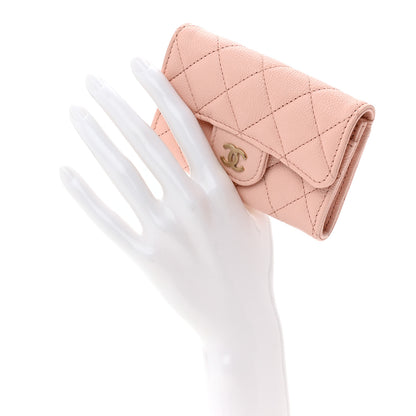Chanel Caviar Quilted Flap Card Holder Wallet Light Pink 2 of 9