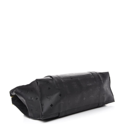 MCM Monogram Coated Canvas Tote Bag Black 4 of 9