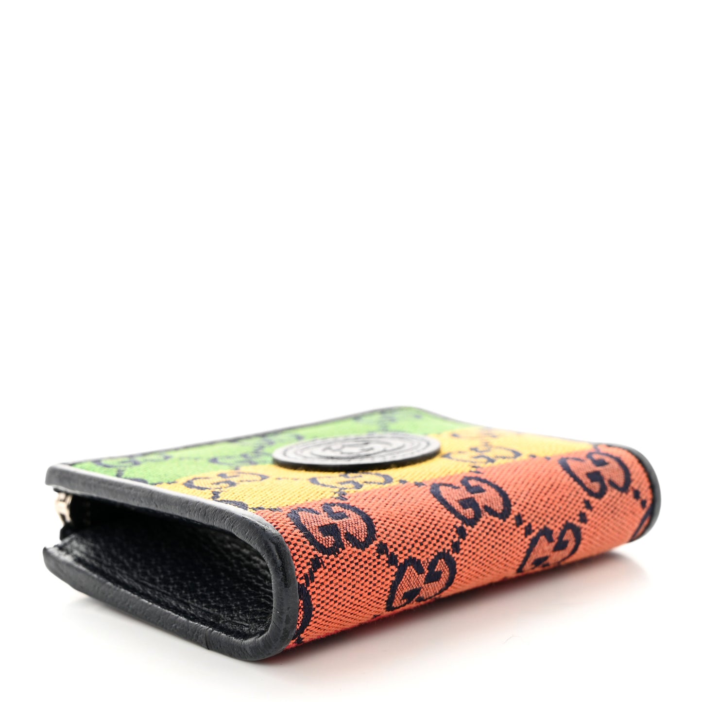 Monogram Multicolor Retro Interlocking G Zip Card Case Wallet Blue Rainbow