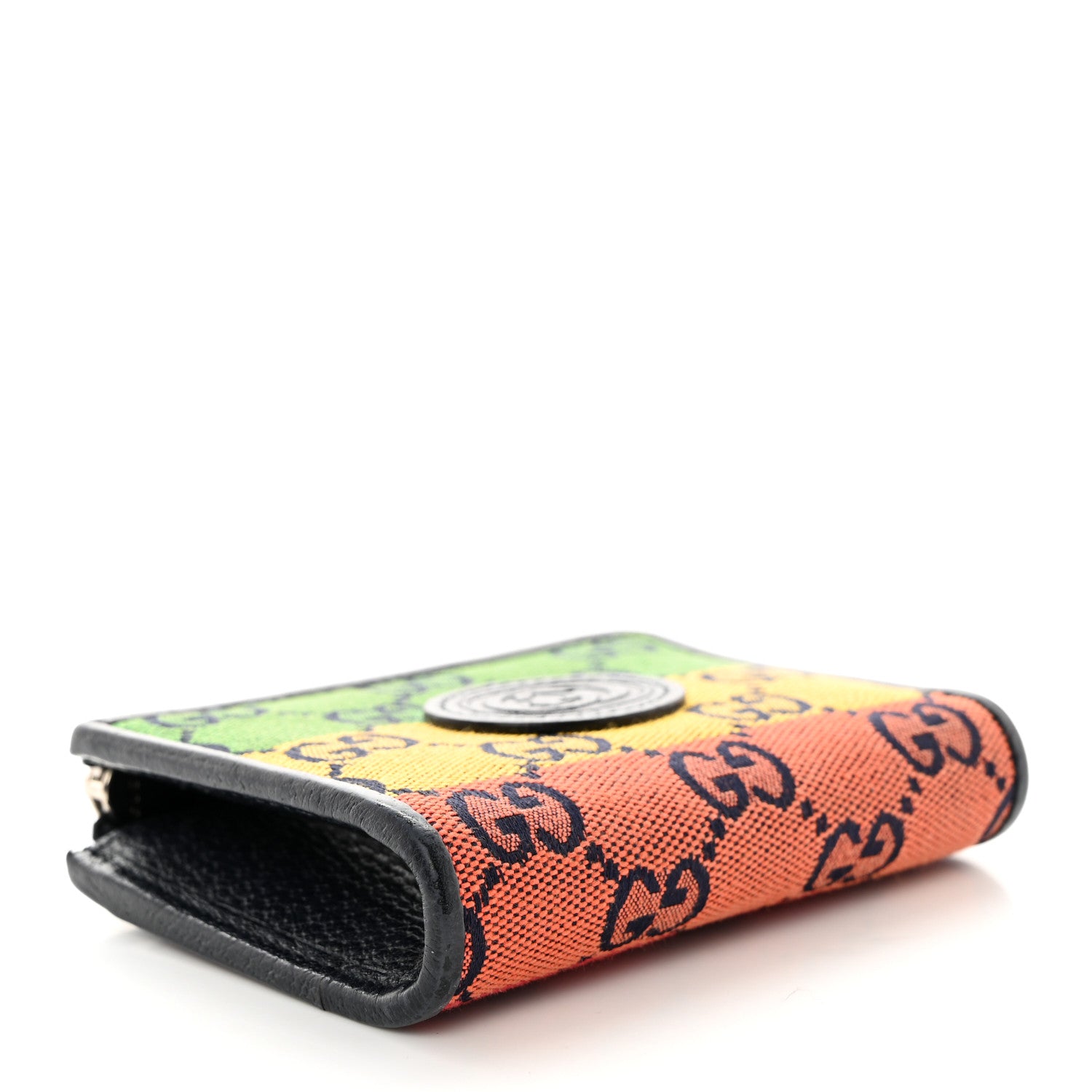 Gucci Monogram Multicolor Retro Interlocking G Zip Card Case Wallet Blue Rainbow 4 of 9