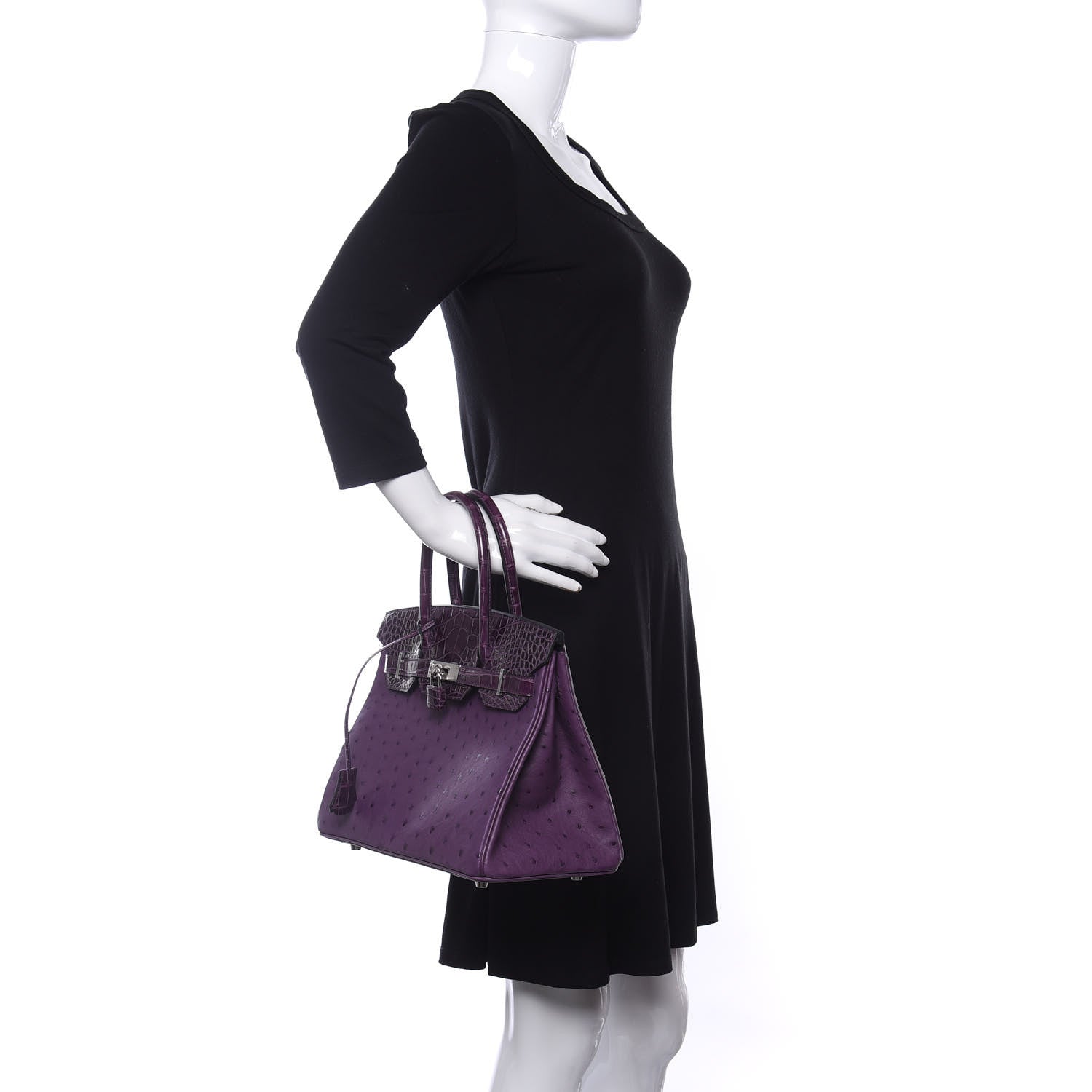 Hermes Ostrich Shiny Alligator Birkin Touch 30 Violine 2 of 34
