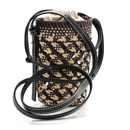 Loewe Calfskin Raffia Paula's Ibiza Pocket Bucket Bag Natural Navy Blue 3 of 8