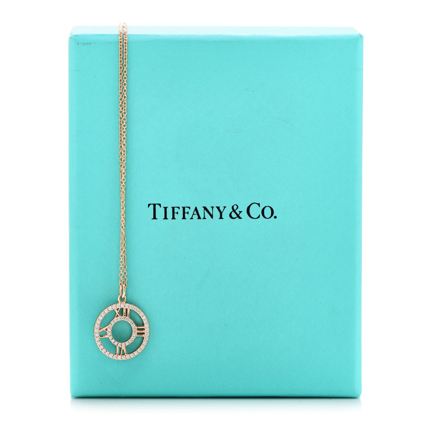 18K Rose Gold Diamond Small Atlas Open Pave Pendant Necklace