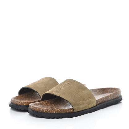 Saint Laurent Suede Joan Slide Sandals 37 Brown 3 of 10