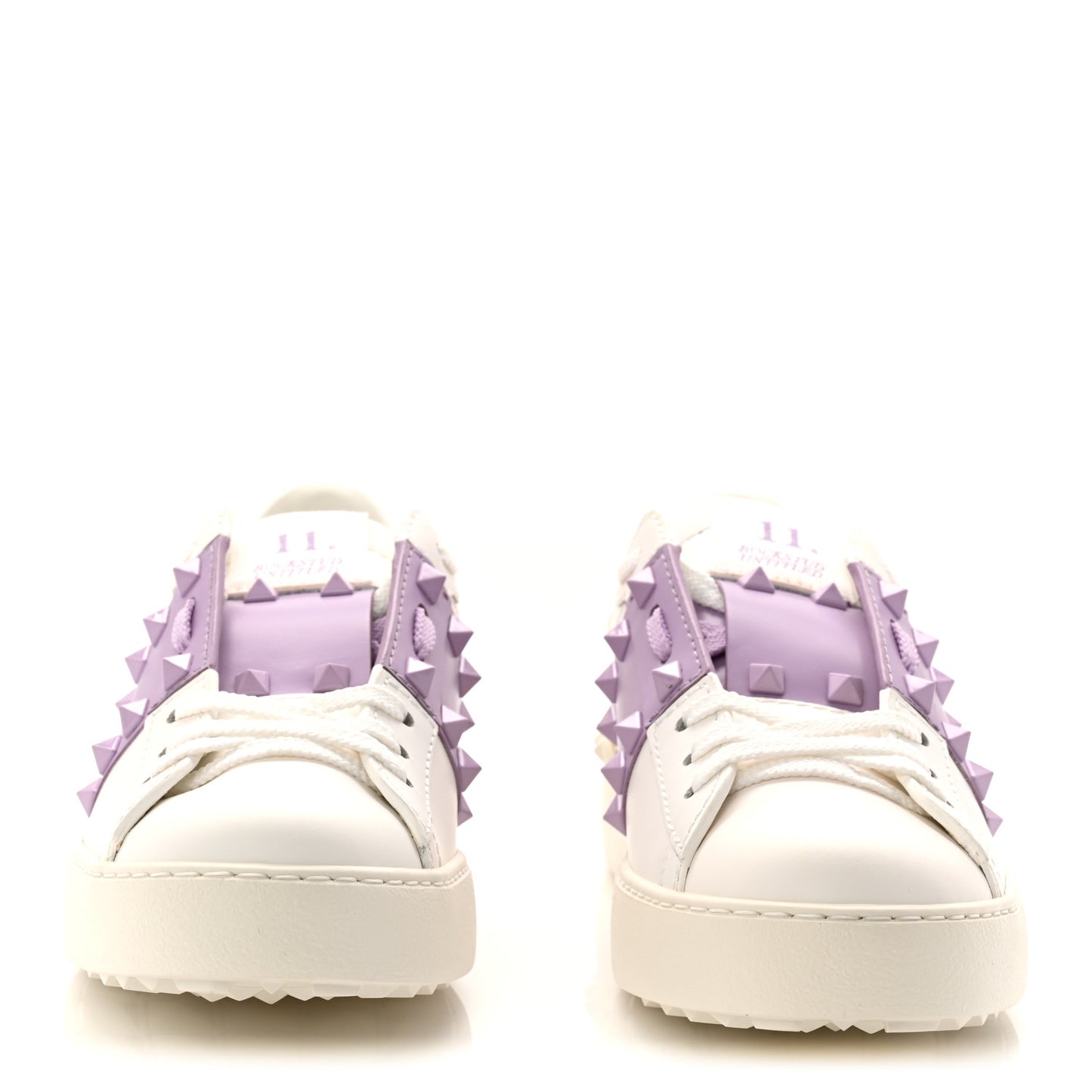 Calfskin Womens Rockstud Open Sneakers 37 White Purple