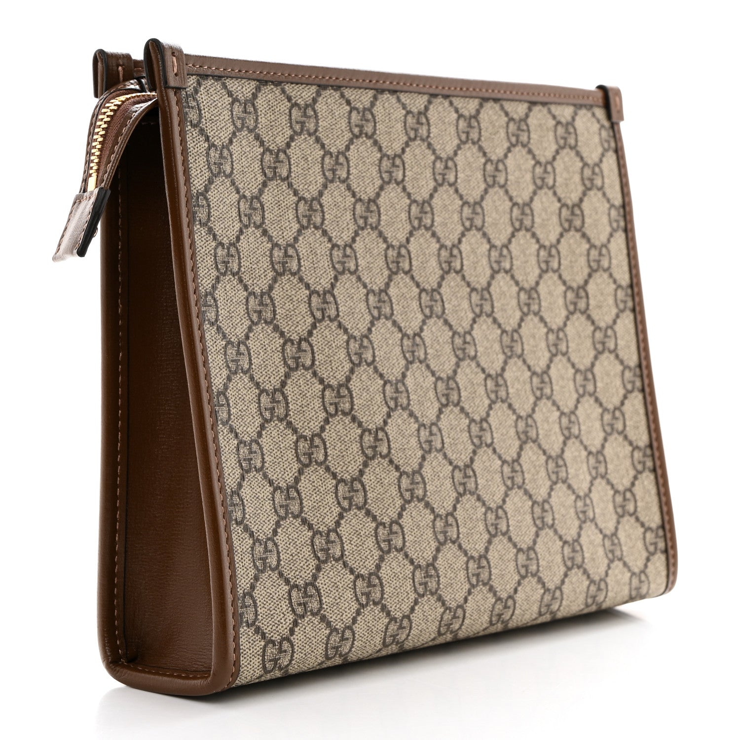 Gucci GG Supreme Monogram Azalea Calfskin Retro Interlocking G Beauty Case Beige Ebony Brown Sugar 4 of 9