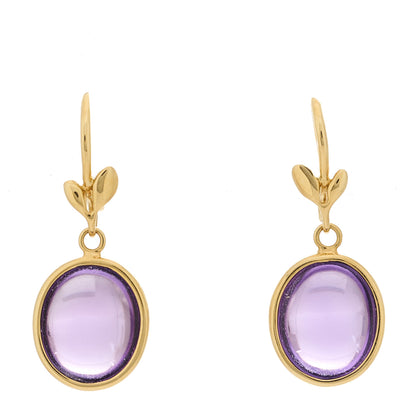 Tiffany 18K Yellow Gold Amethyst Paloma Picasso Olive Leaf Drop Earrings 1 of 4