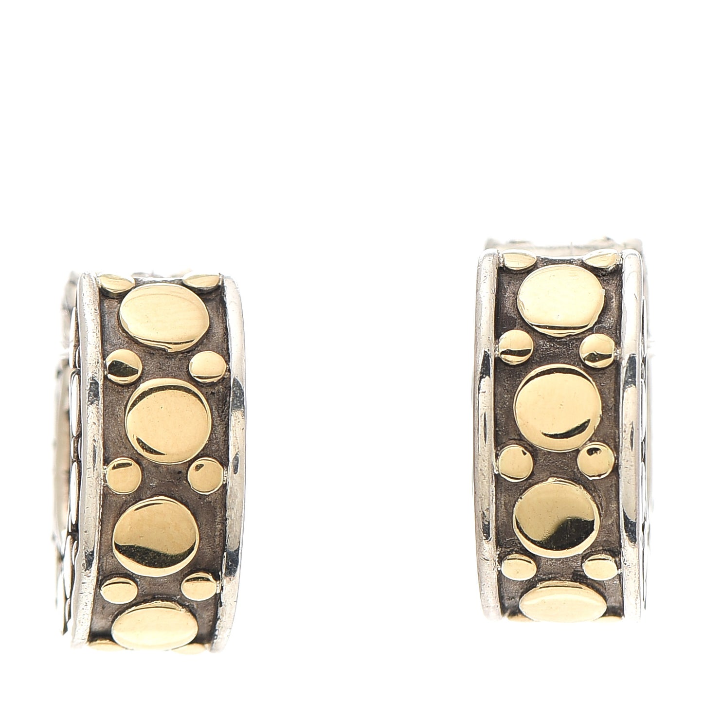Sterling Silver 18K Yellow Gold Dot Huggie Hoop Earrings