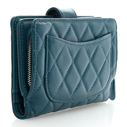 Chanel Lambskin Quilted CC French Wallet Blue 3 of 7