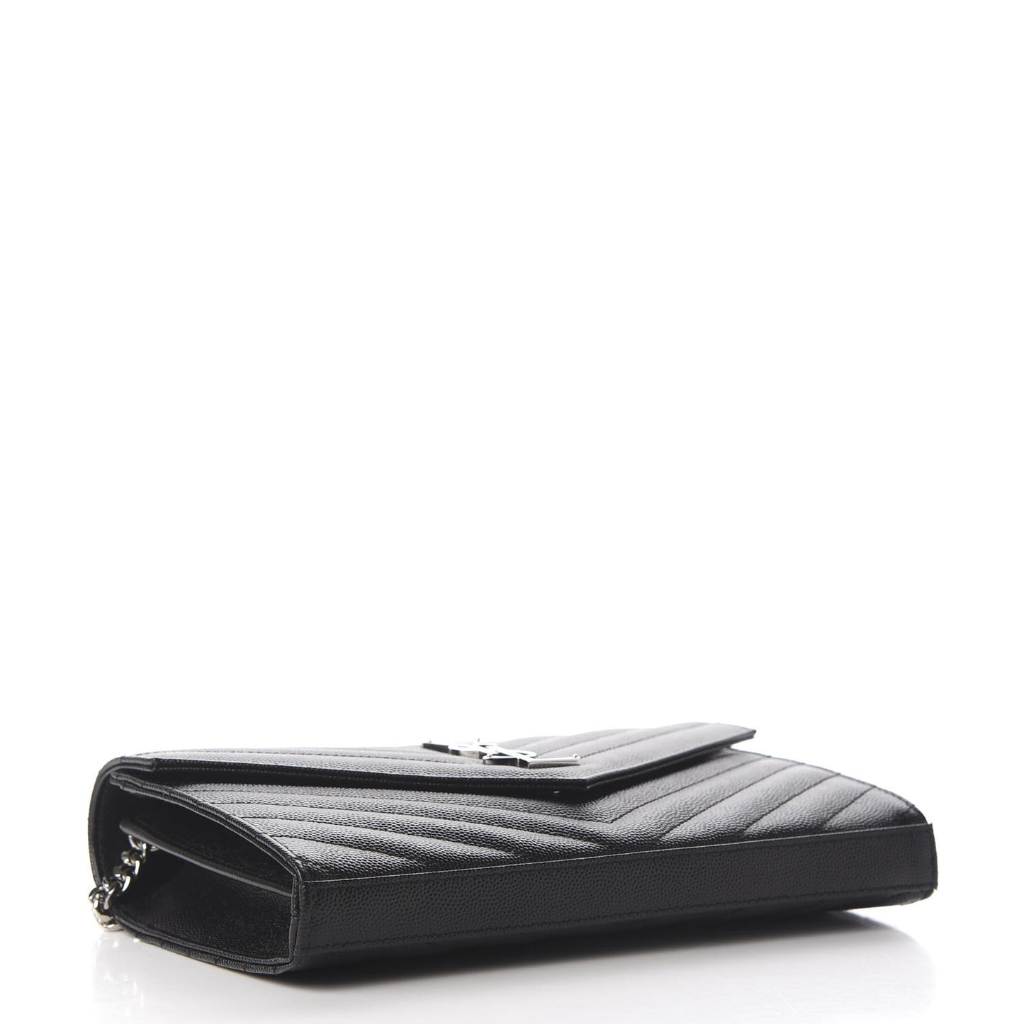 Grain De Poudre Matelasse Chevron Monogram Chain Wallet Black
