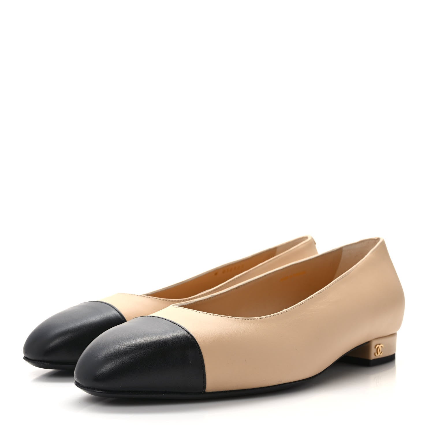 Chanel Lambskin Cap Toe Ballerina Flats 41 Beige Black 3 of 8