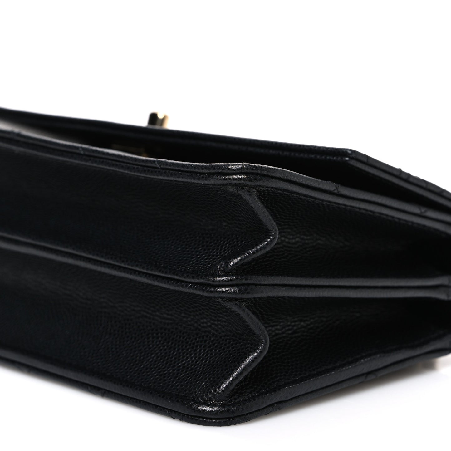 Caviar Quilted Trendy Handle Clutch With Chain Black