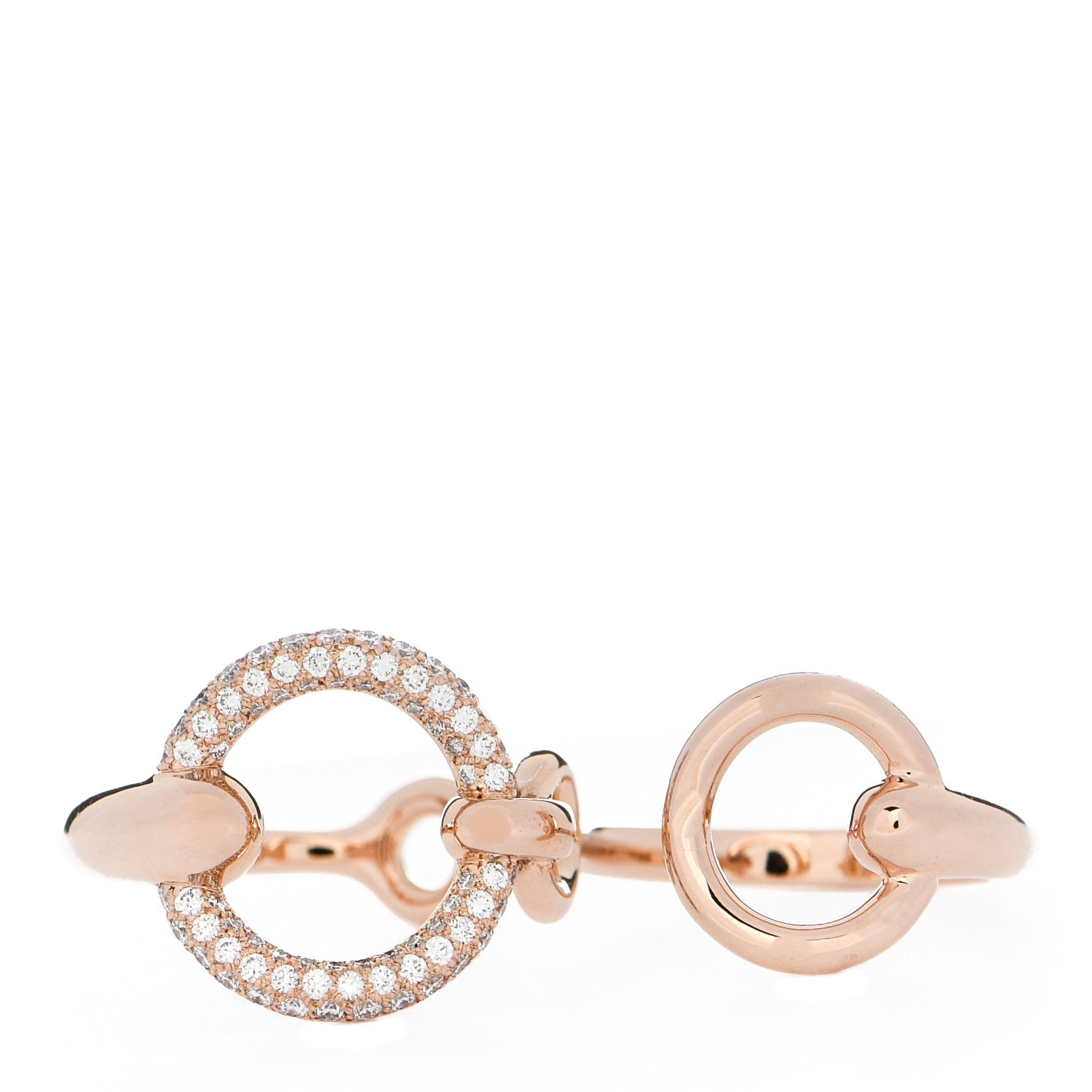 Hermes 18K Rose Gold Diamond Filet d'Or Double Ring 49 5 1 of 5