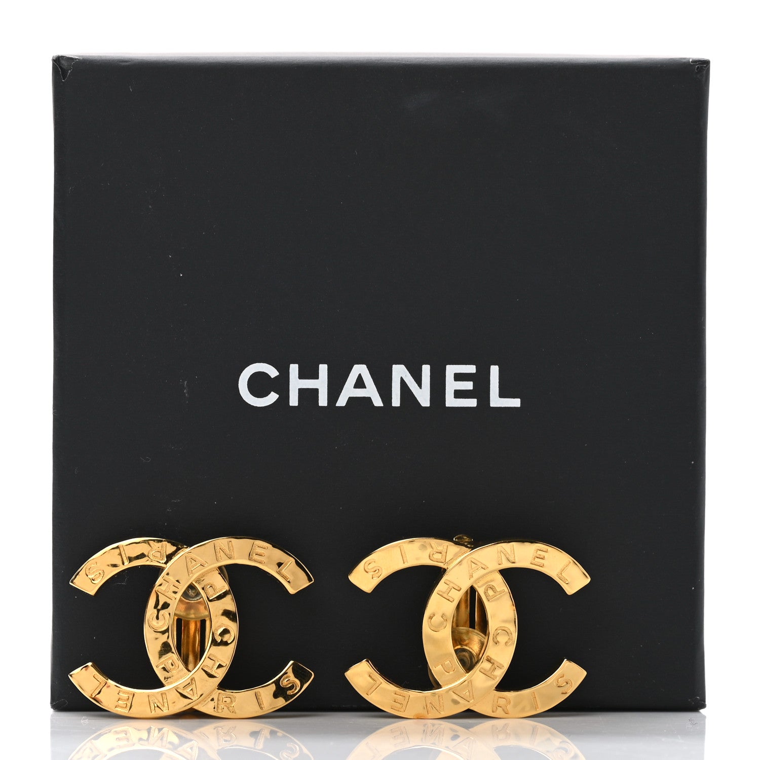 Chanel Metal CC Paris Button Clip On Earrings Gold 5 of 5
