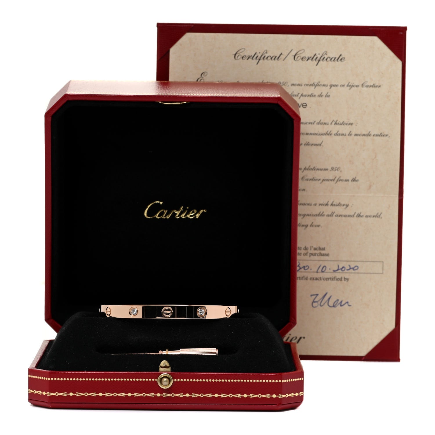Cartier 18K Pink Gold 4 Diamond LOVE Bracelet 18 6 of 6
